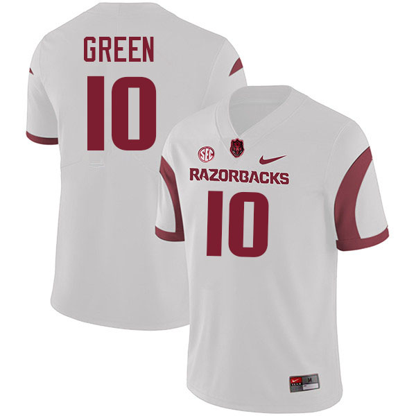 Taylen Green Arkansas Jersey,Arkansas Razorbacks #10 Taylen Green Jersey Youth College-Retro White